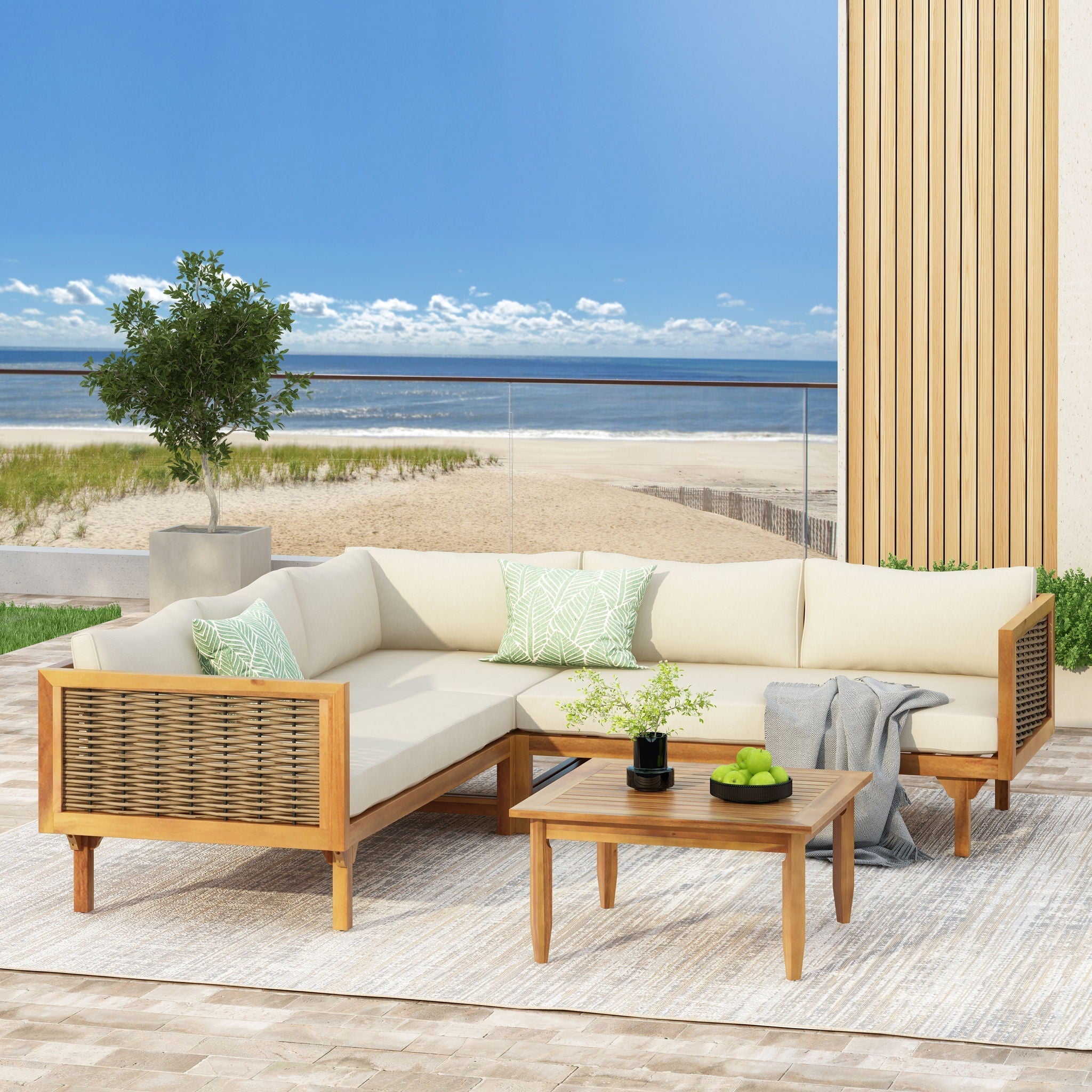 Premium Outdoor Sofa Set With Waterproof Cushions Sectional Seating Group