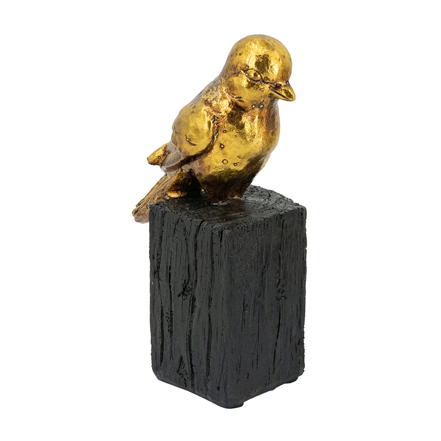 Gold Resin Songbird Sculpture on Black Faux Branch