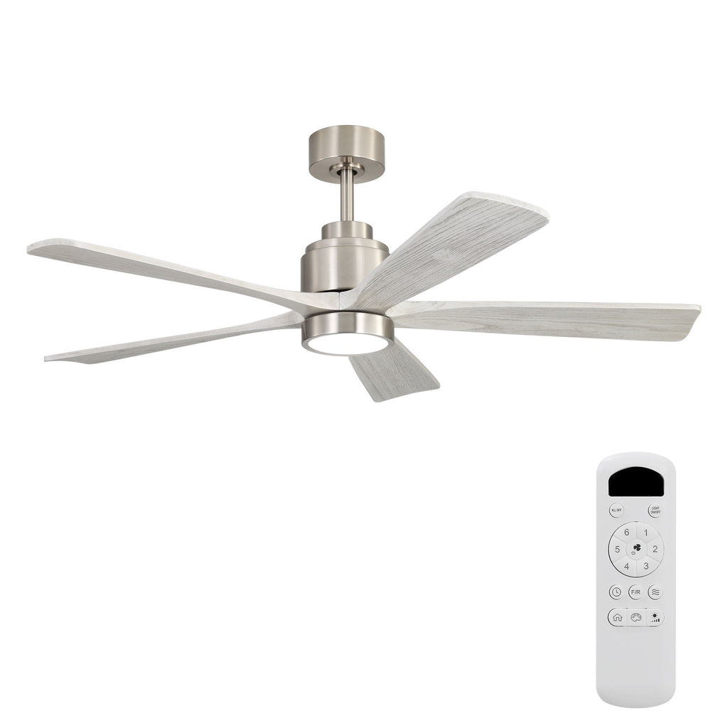 Ultra Quiet Reversible Ceiling Fan With Dimmable LED Light - Brushed Nickel