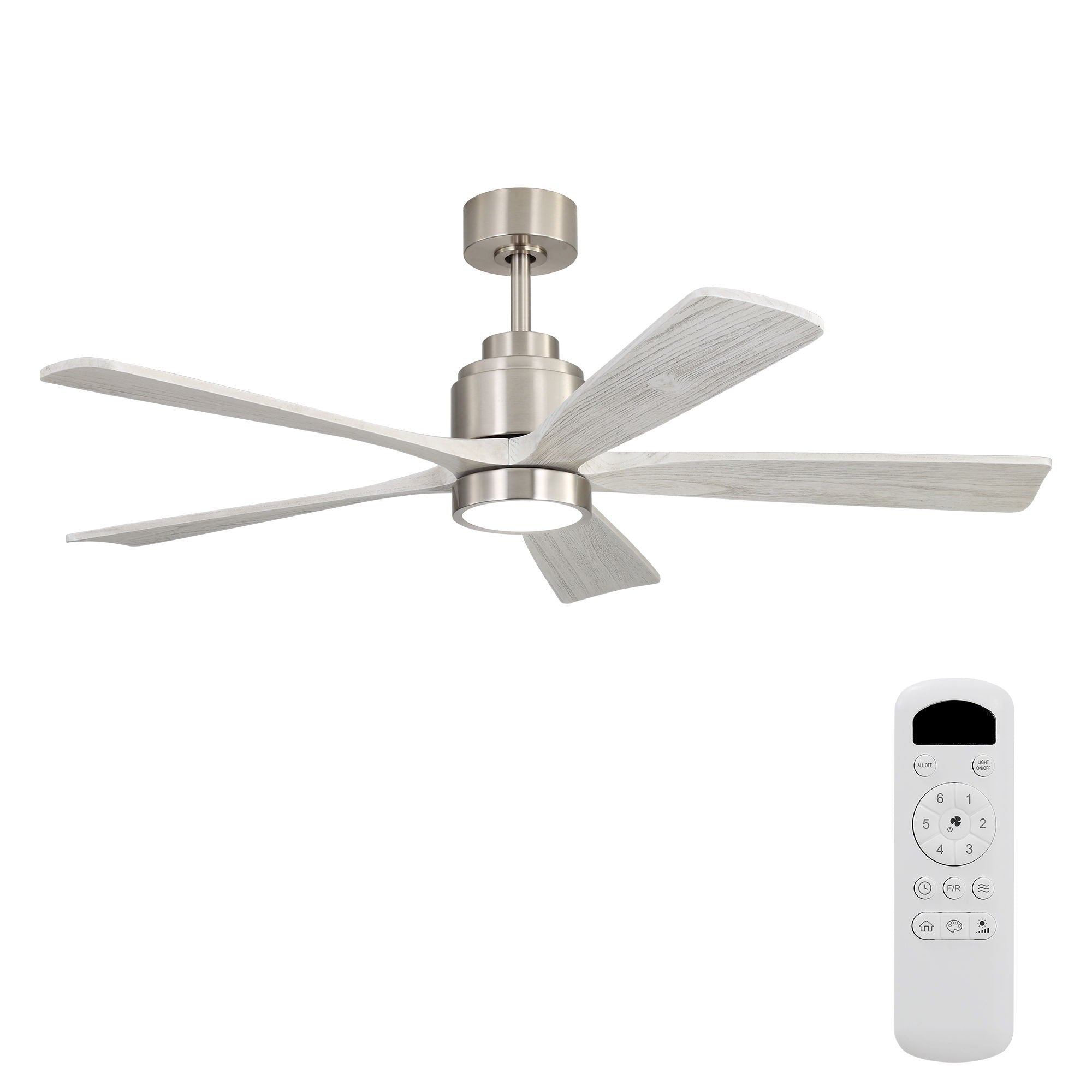 Ultra Quiet Reversible Ceiling Fan With Dimmable LED Light - Brushed Nickel