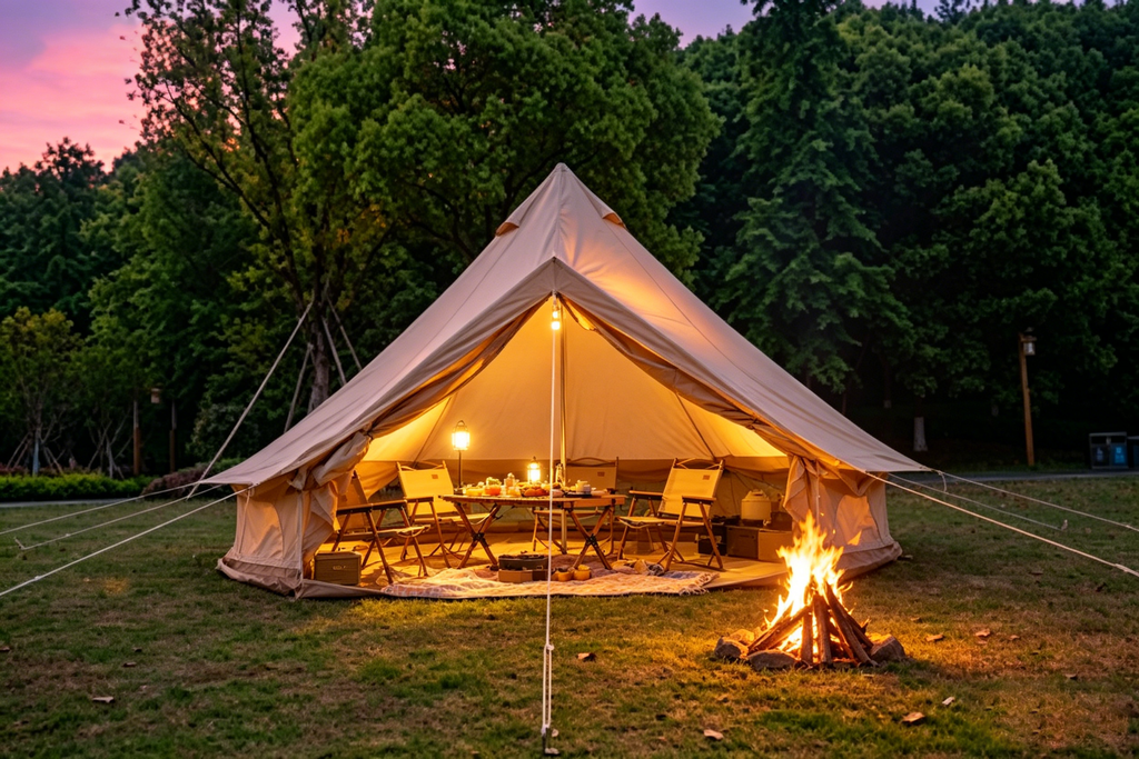 Oxford Bell Tent for Family Camping - Spacious 9.8ft Yurt with Stove Jack