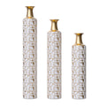 Floor Vases Large Decorative Set of 3 - Antique White & Gold