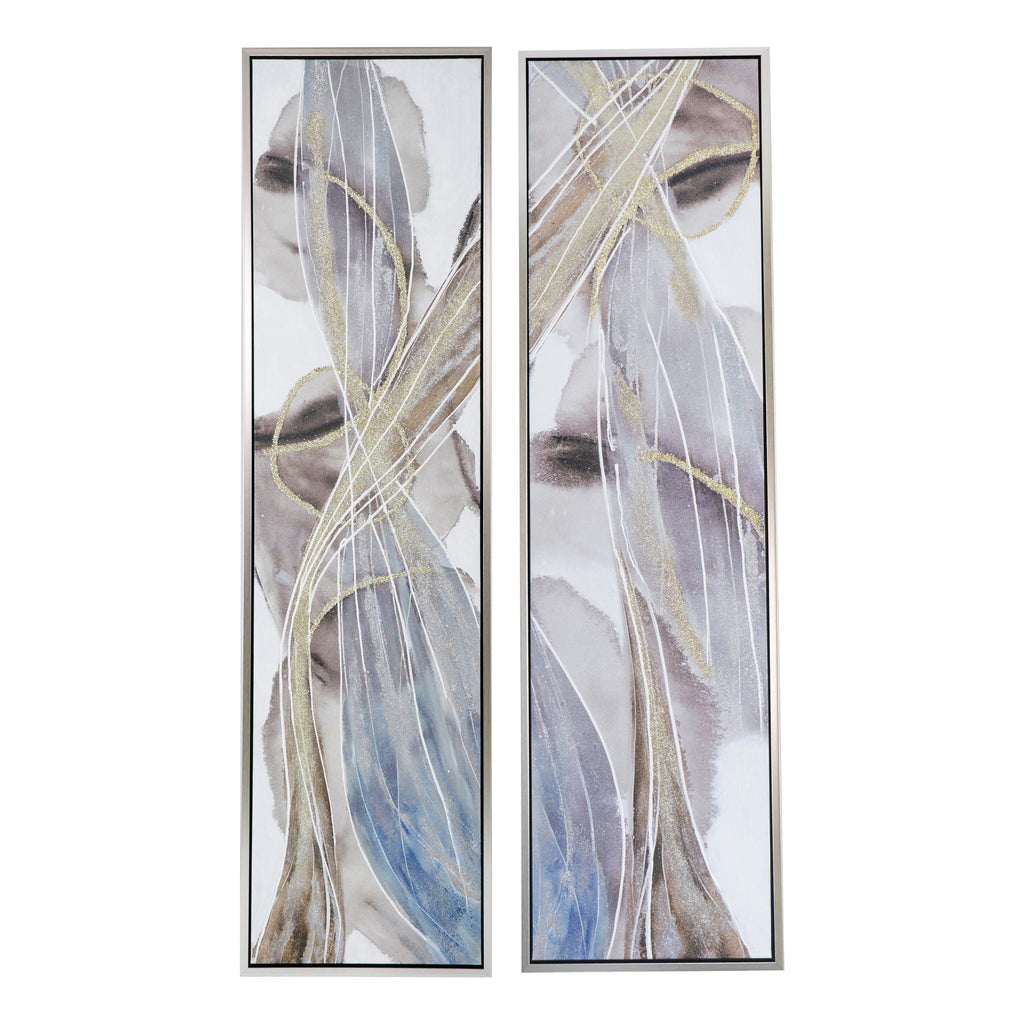 Elongated Modern Abstract Oil Paintings Wall Art Set of 2