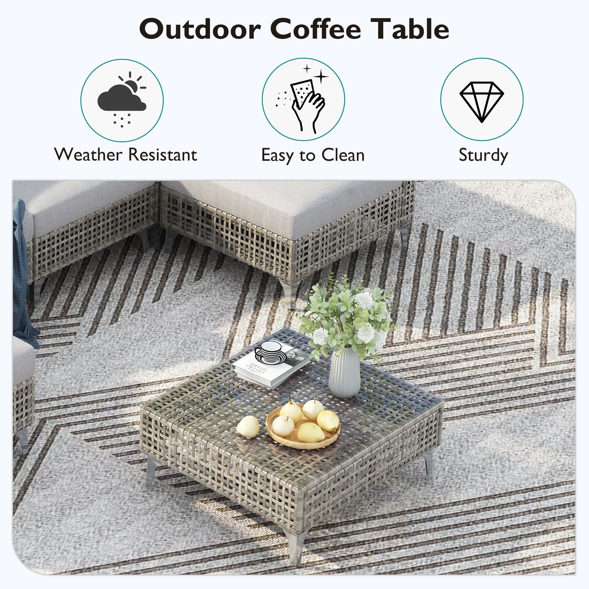 K&K 7-Piece Wicker Patio Furniture Set