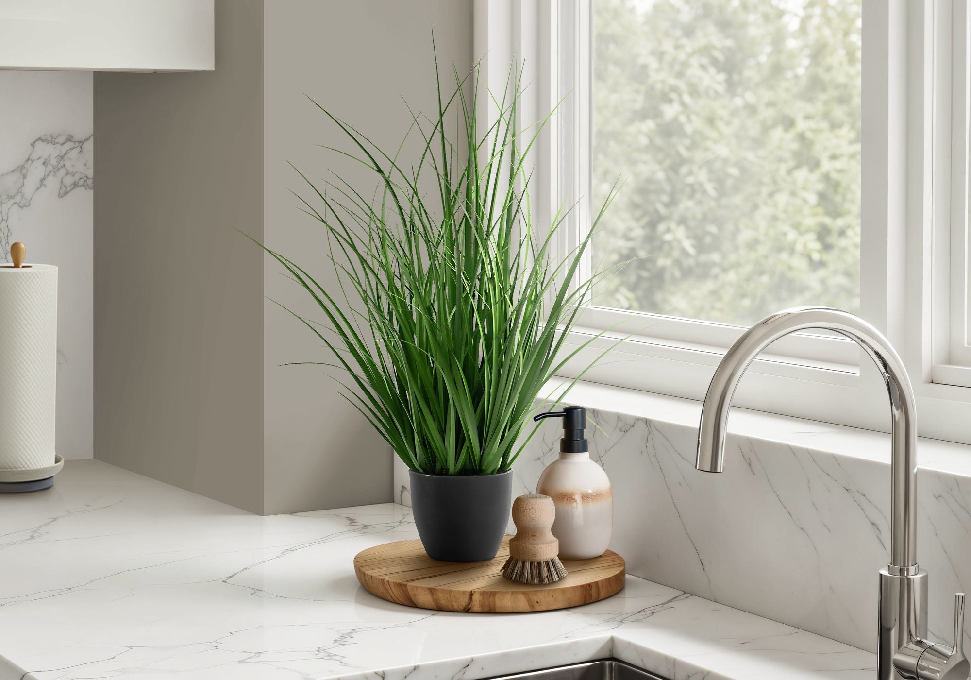 23" Tall Artificial Grass Plant – Indoor Faux Table Decor