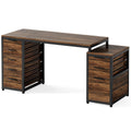 Computer Desk With 8 Drawers And Reversible File Cabinet