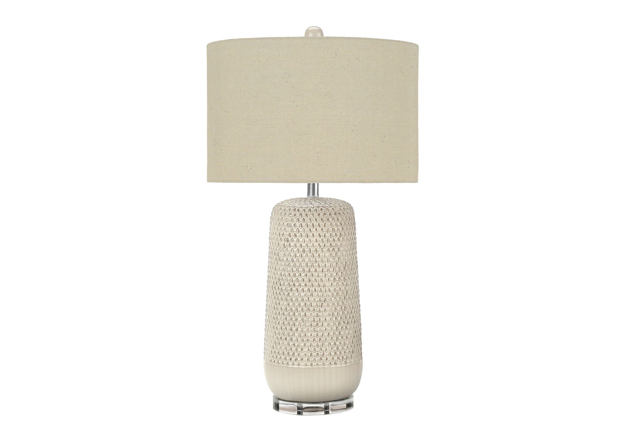Contemporary Lighting Table Lamp in Cream Ceramic and Beige Fabric