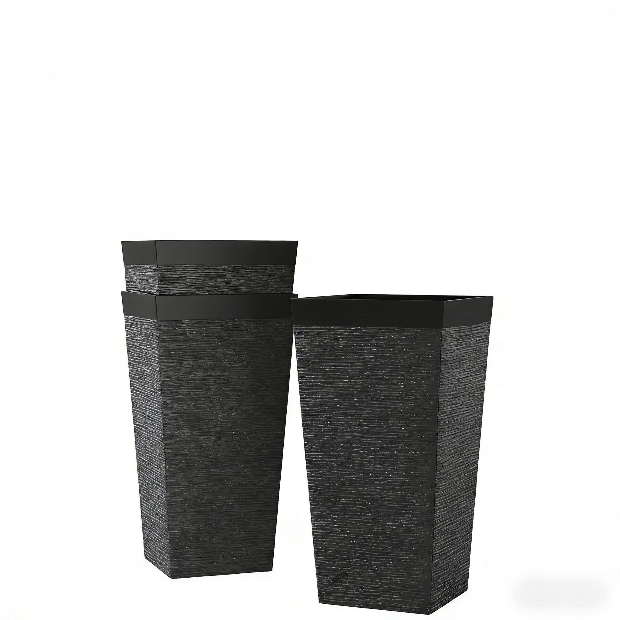 Modern Design Stackable Tapered Planters, Set of 3 Outdoor Planters