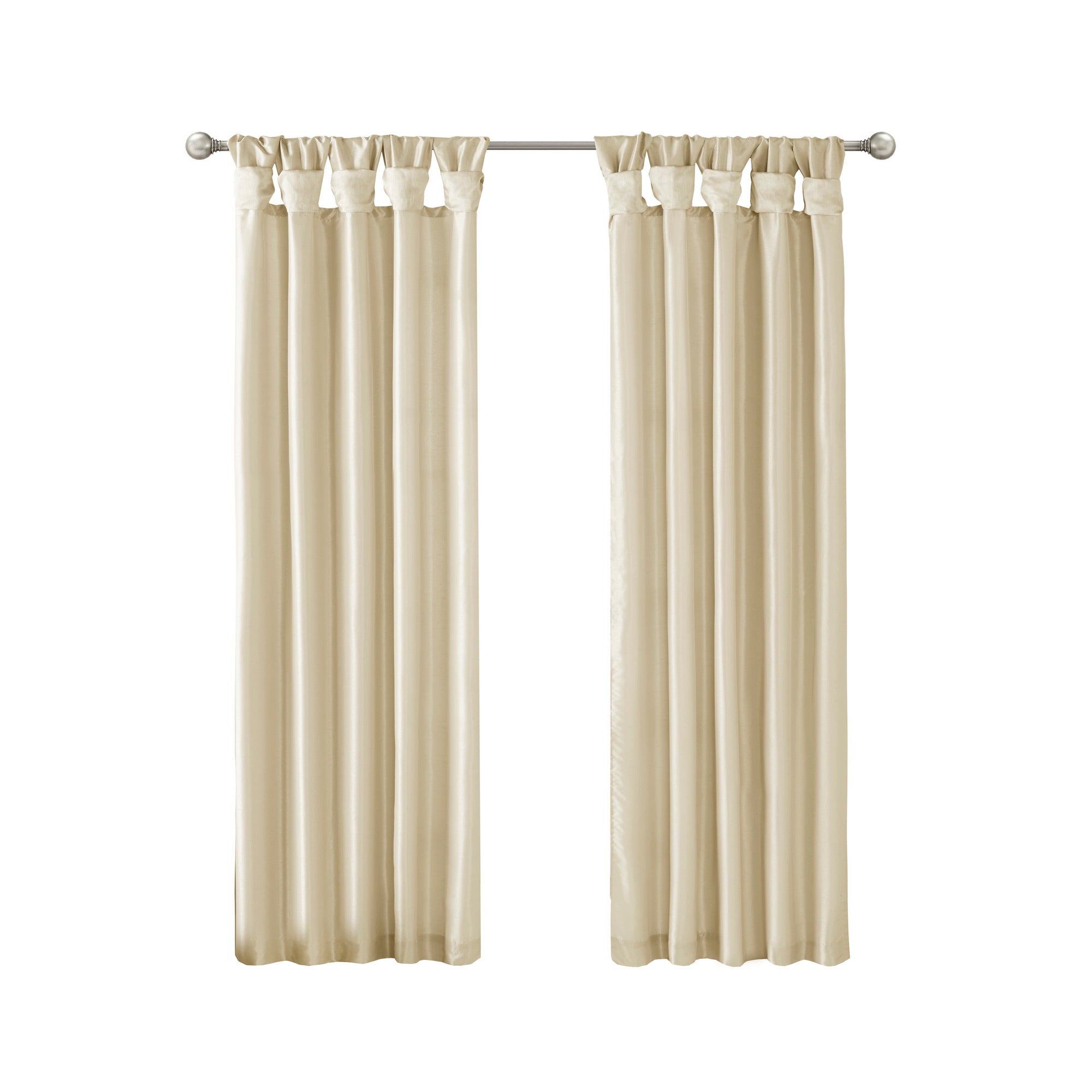 Twist Tab Lined Window Curtain Panel Champagne 50x95