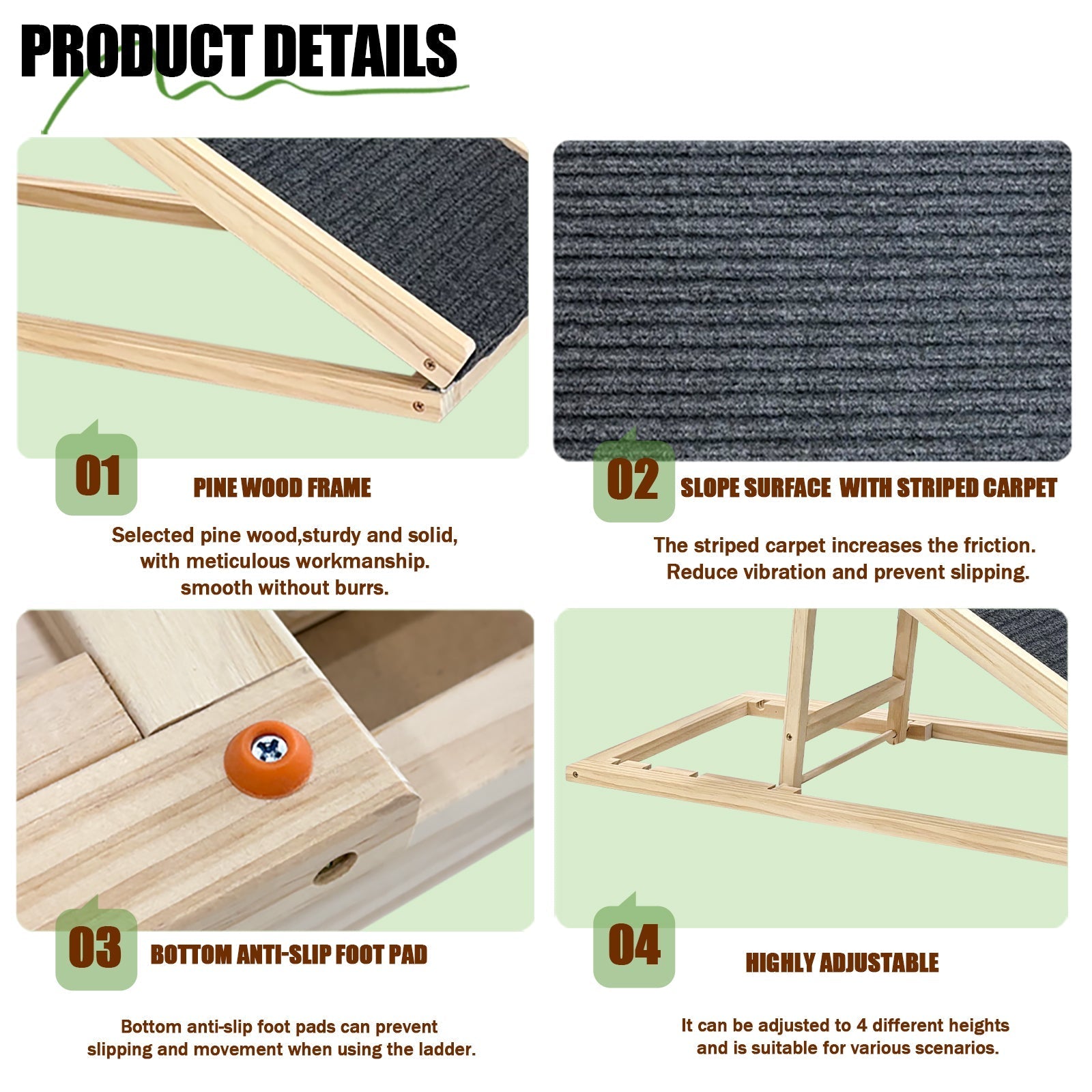 Upgraded Dog Ramp for Bed with Extra Wide Traction and Foldable Design