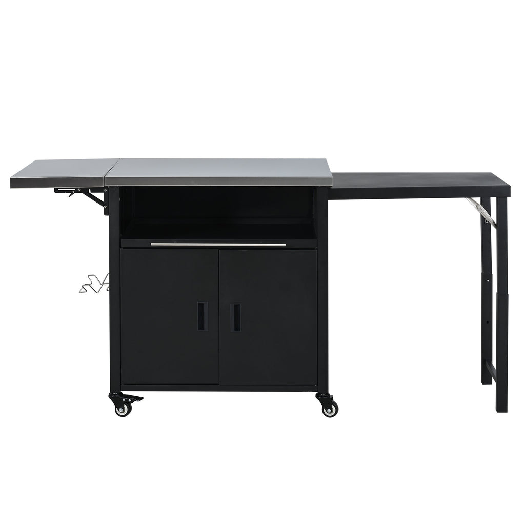 Foldable Outdoor Prep Station BBQ Cart Patio Dining Cart