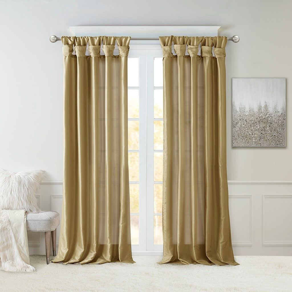 Twist Tab Lined Window Curtain Panel Bronze 50x84