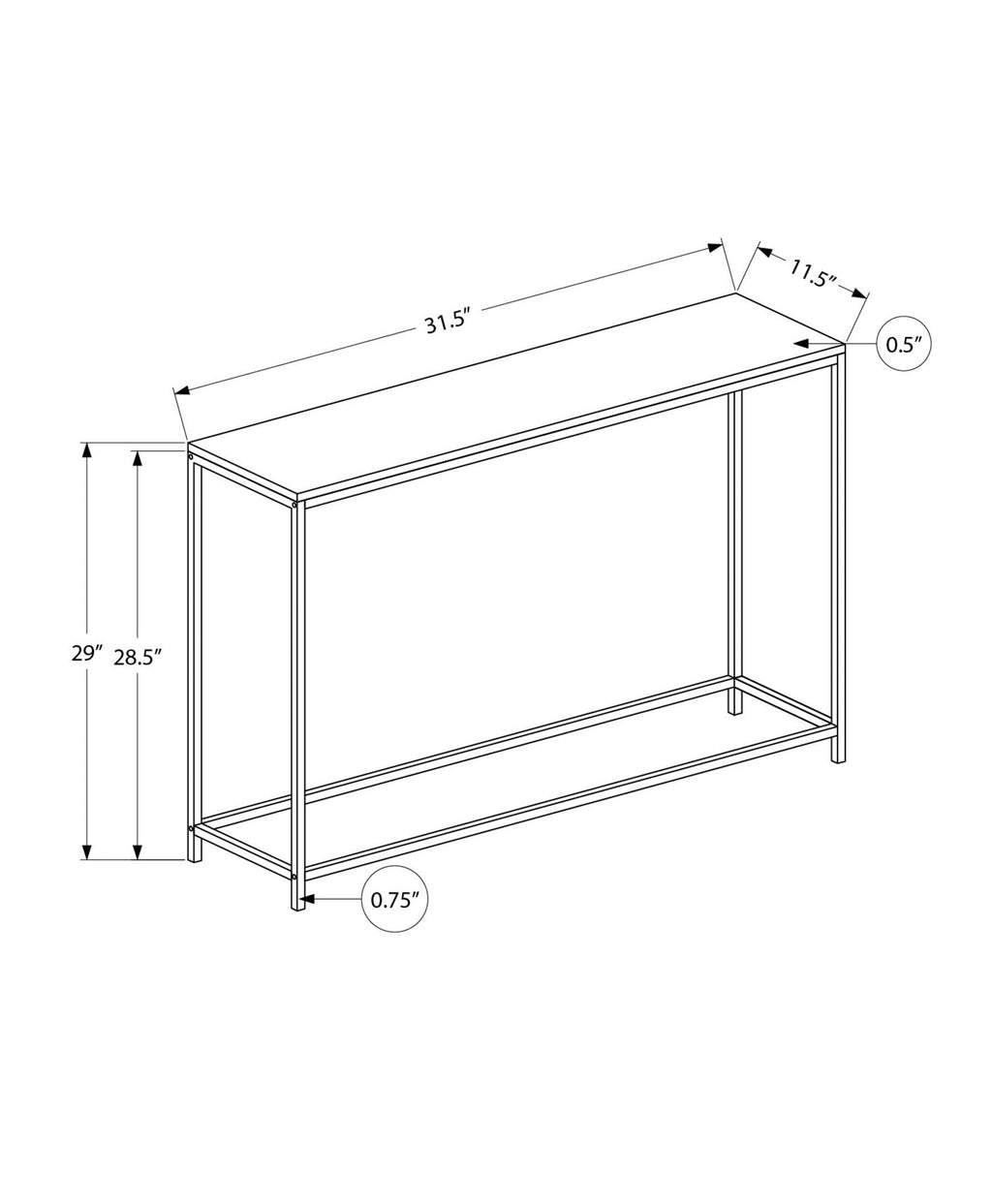 Accent Console Table For Entryway, Stable Support, Contemporary & Modern
