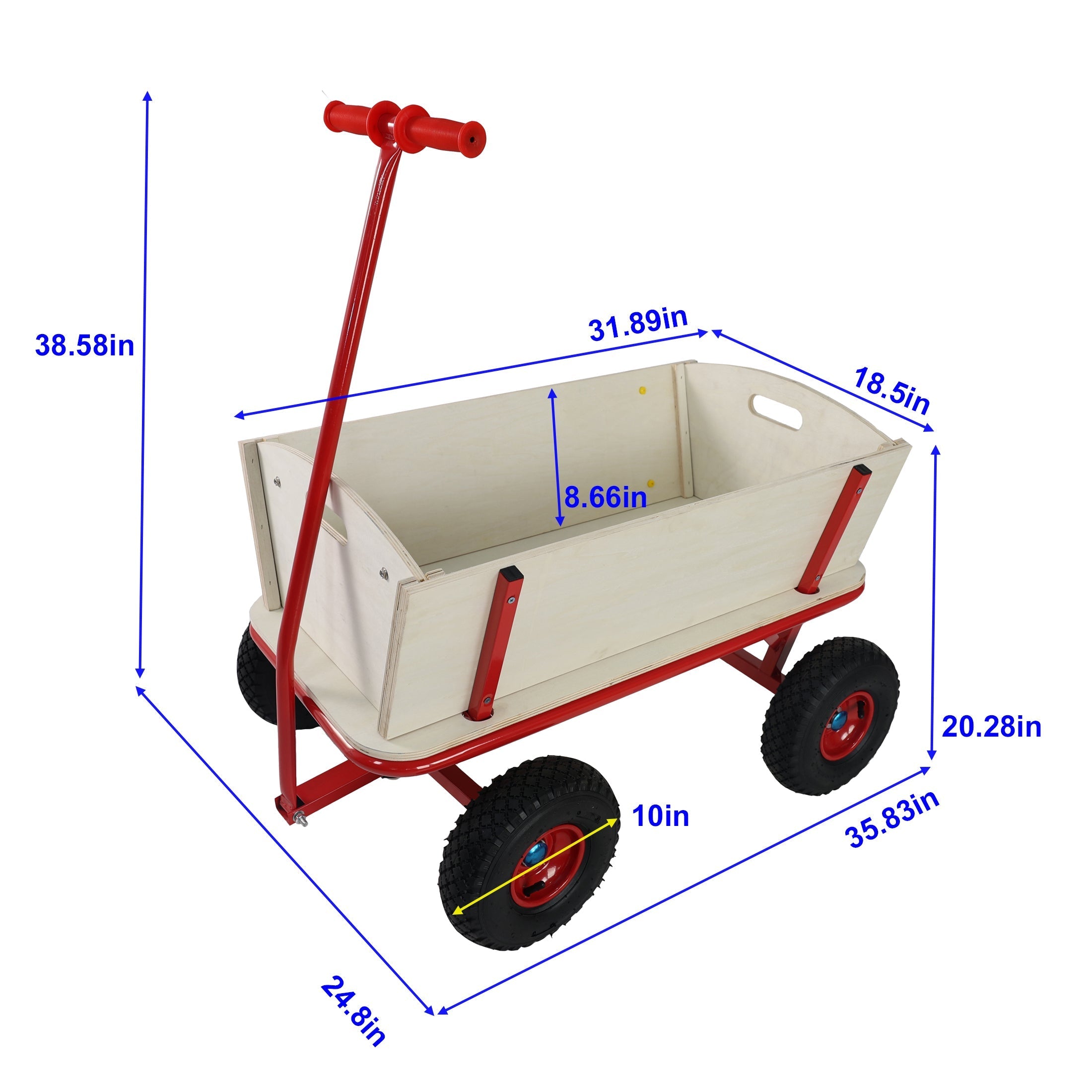 Wooden Children's Outdoor Stroller with Four-Wheel Design