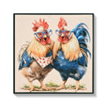 Farmhouse Rooster Wall Art, Rustic Canvas Print 24" x 24"