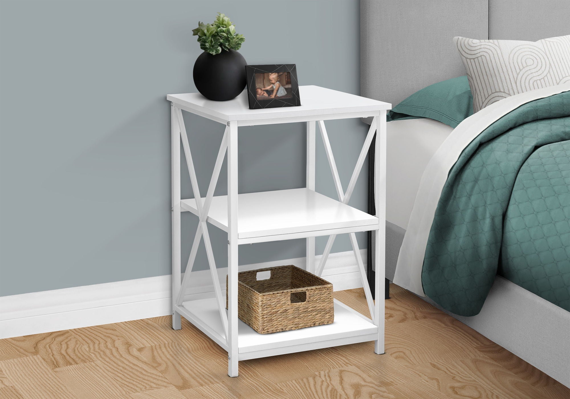 3 Tier Accent Table Side Marble Look Contemporary & Modern