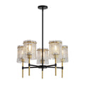5 Light Chandelier, Textured Glass Pendant Light, (Not Including The Bulb) For Living Room - Black / Gold