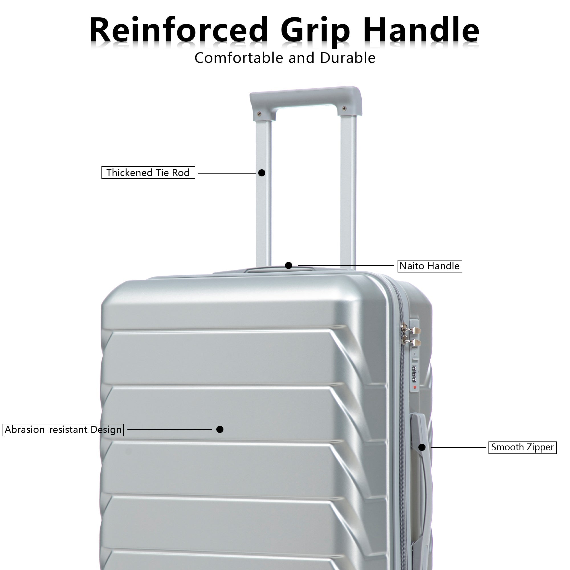3-Piece ABS Spinner Wheel Luggage Set with Combination Lock
