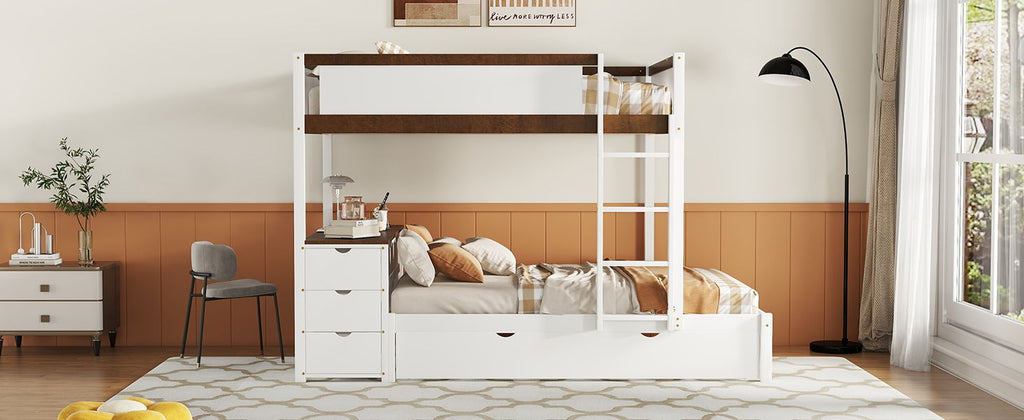 Bunk Bed With Twin Size Trundle, Storage And Desk