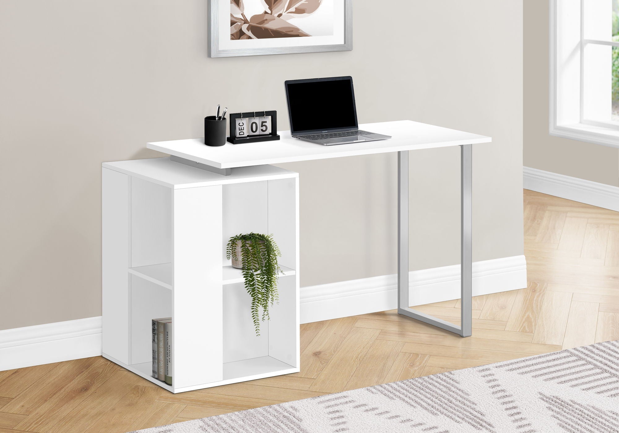 Computer Desk with Left/Right Setup and Storage Shelves
