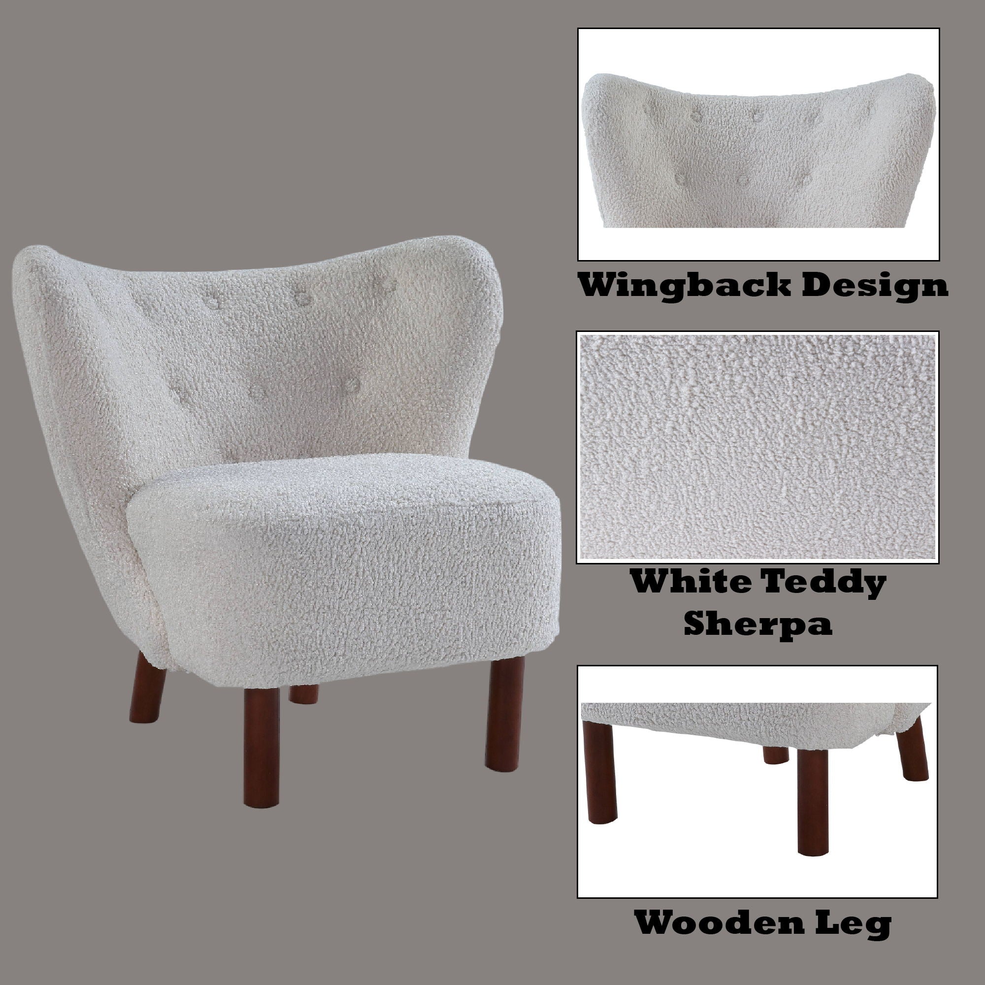 Zusud Teddy Sherpa Accent Chair - White