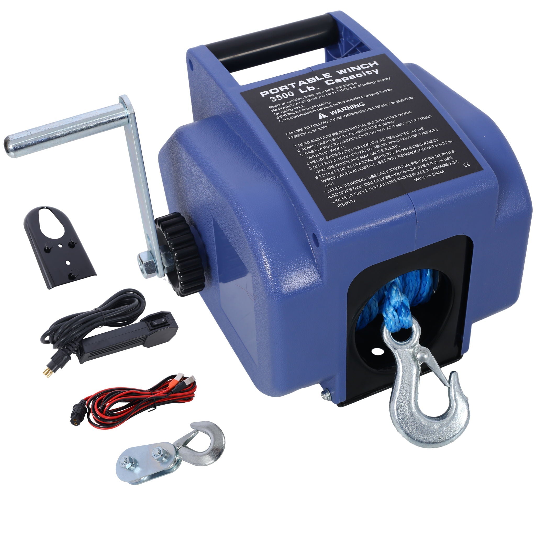 Reversible 12V Electric Trailer Winch for Boats up to 6000 lbs