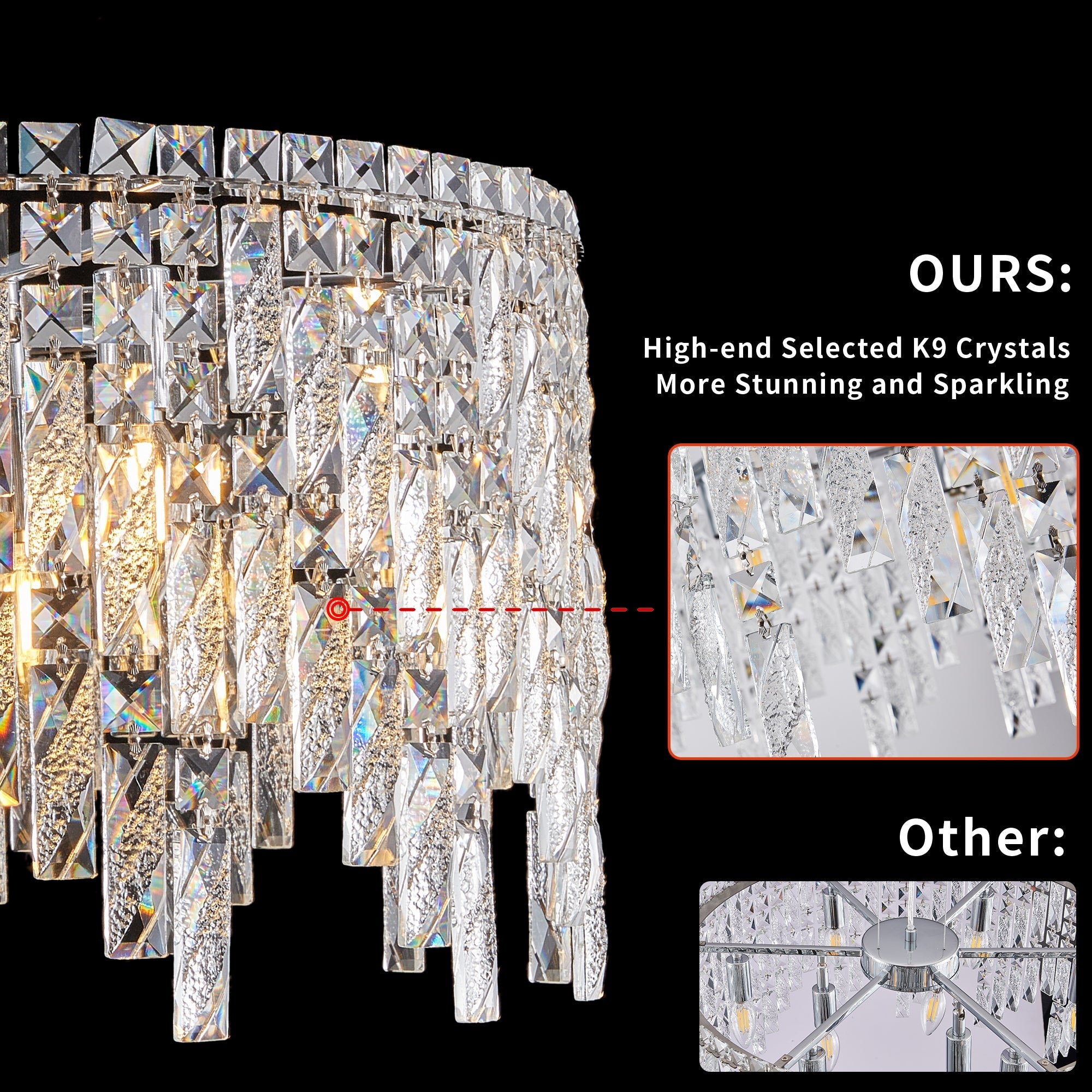 24" Luxurious Round Silver Crystal Chandelier