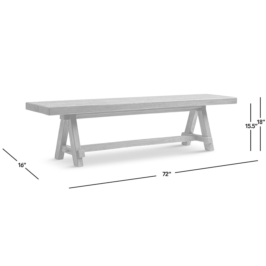 Hawthorne 72' Reclaimed Elm Trestle Dining Bench