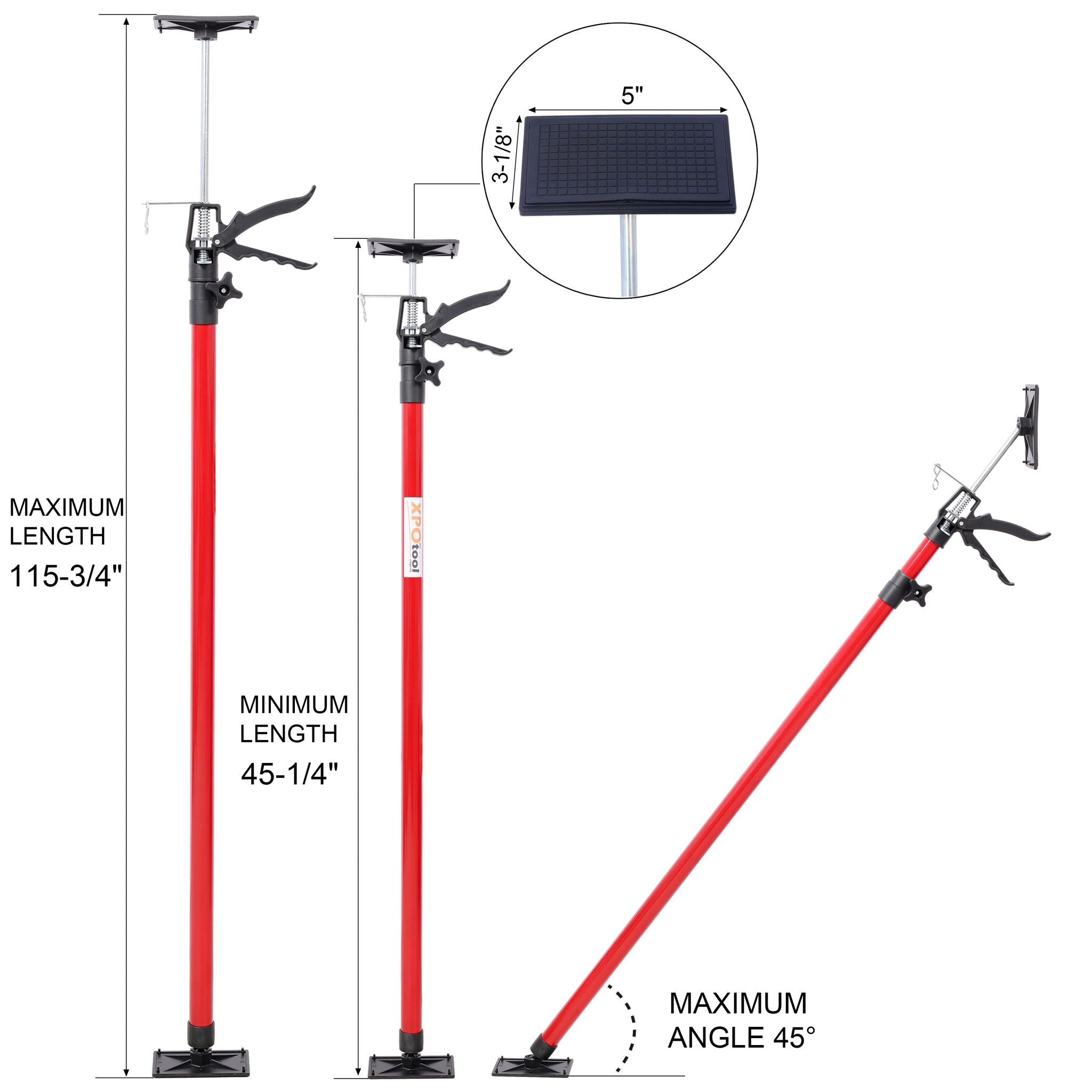 Adjustable Steel Support Pole System for Jacks and Drywalls with Carry Bag