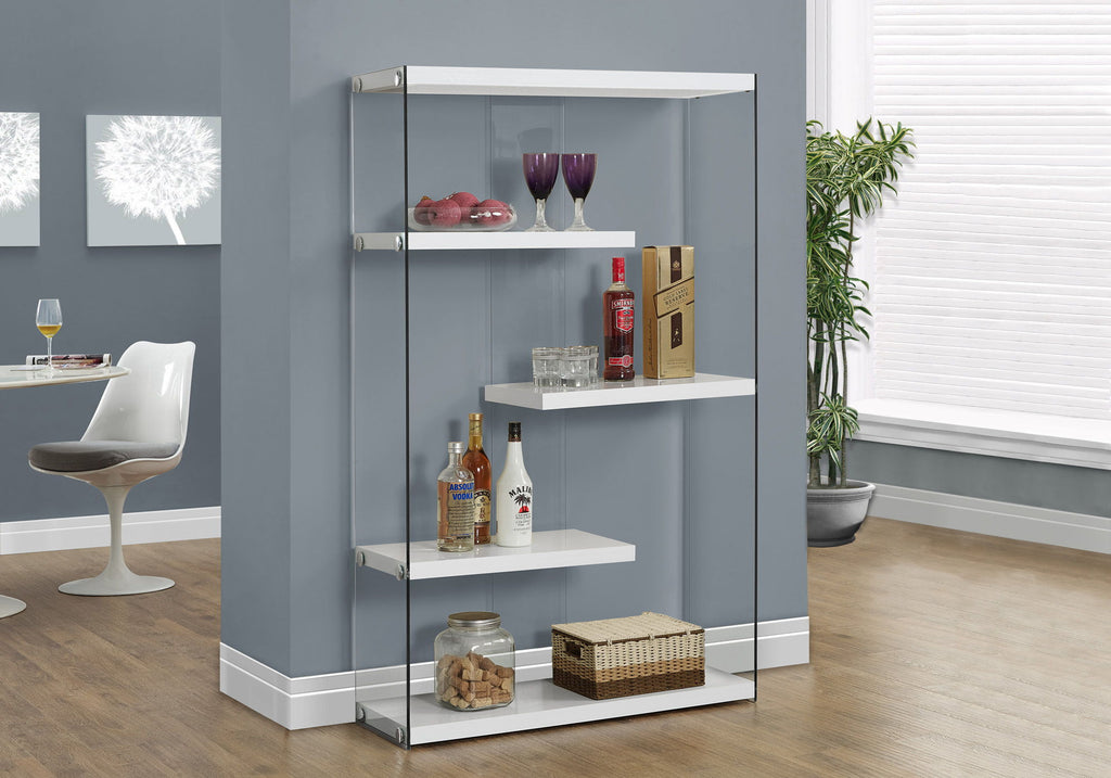 5-Tier Glossy White Bookshelf for Office and Home