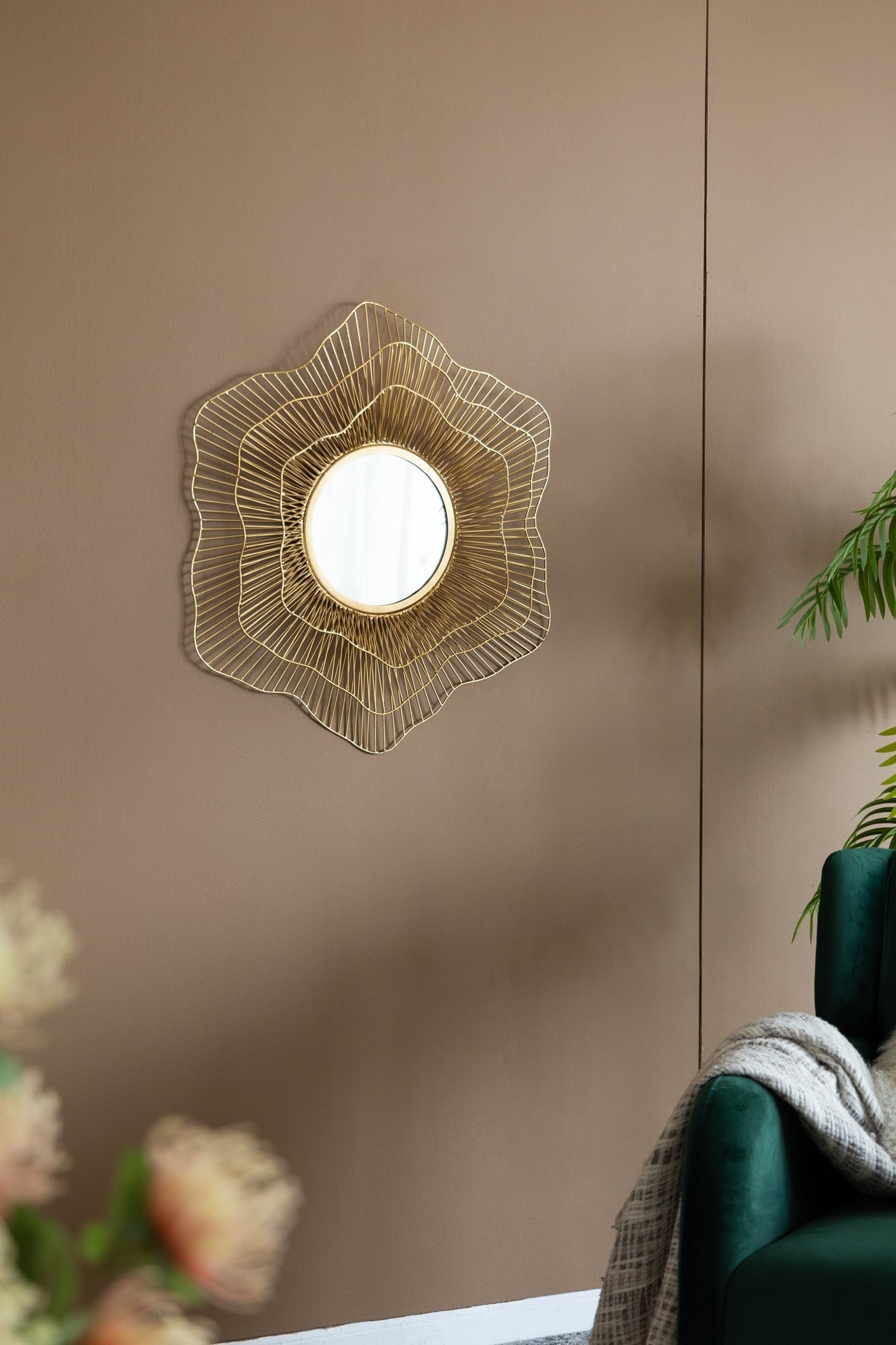 D27x2.4' Metal Starburst Wall Mirror, Wall Mounted Home Decor