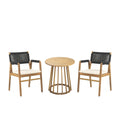 Outdoor 3 Pieces Acacia Wood Dining Set With Cushions