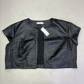 NATORI Textured Quilted Vest Maze Short Sleeve Cardigan Women's Sz XL Black