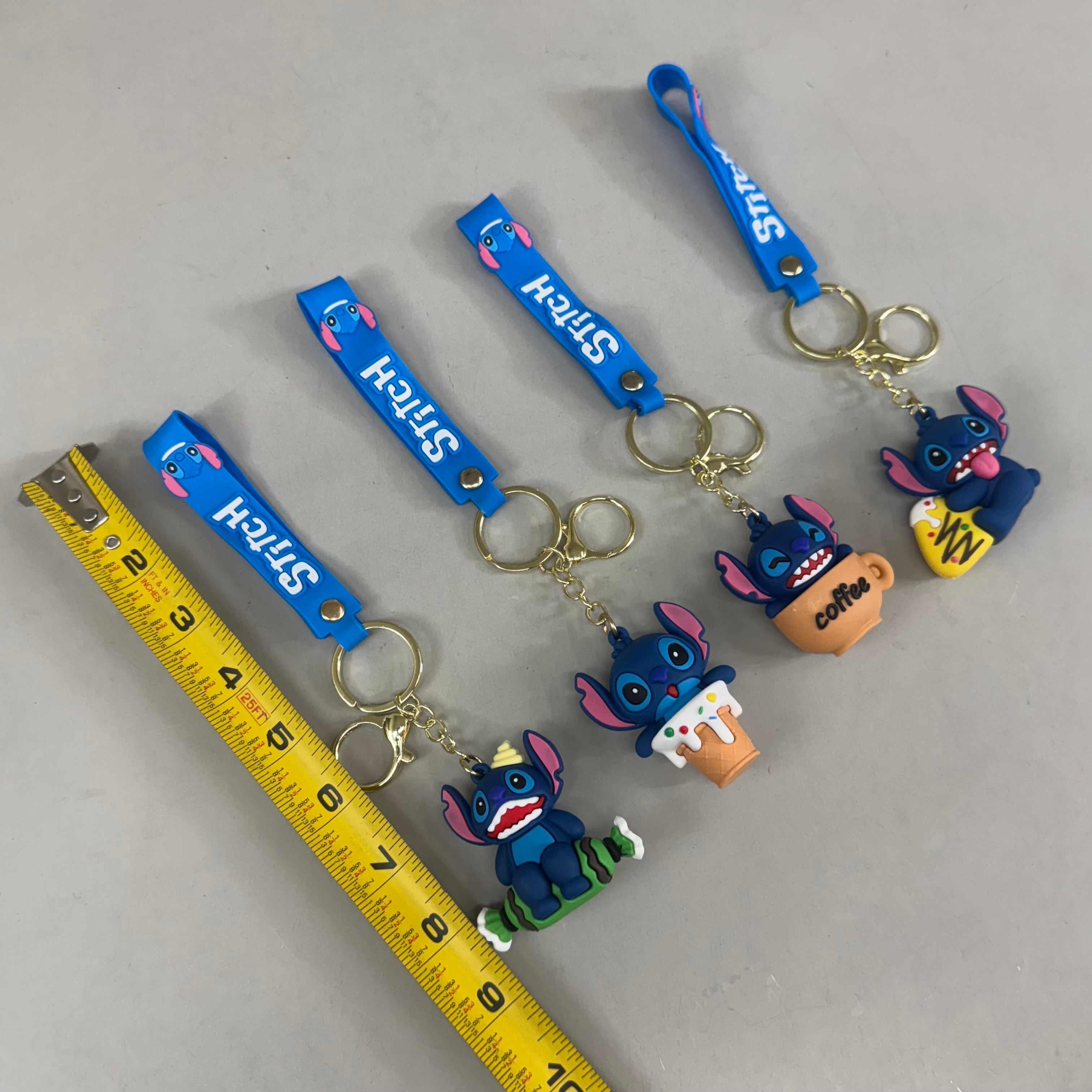 STITCH  (12 Piece,4 Styles) Assortment Bundle Of Stitch Character Keychains Blue