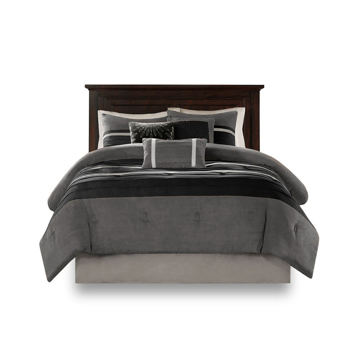 7 Piece Faux Suede Comforter Set Black King