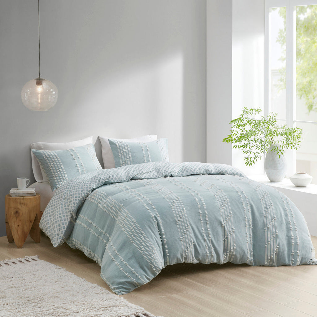 Full/Queen 3 Piece Cotton Jacquard Duvet Cover Set