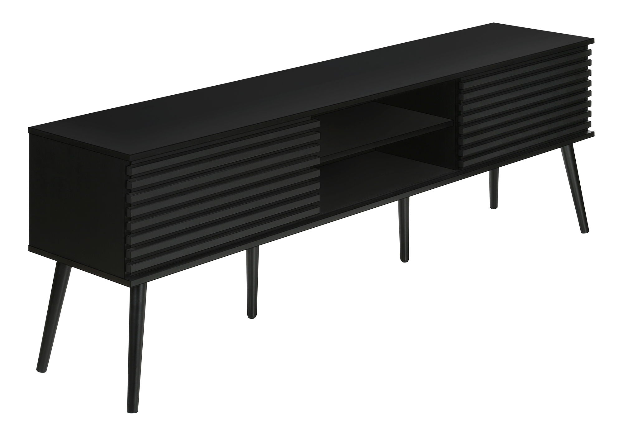 Contemporary 72-Inch Black TV Stand with Storage