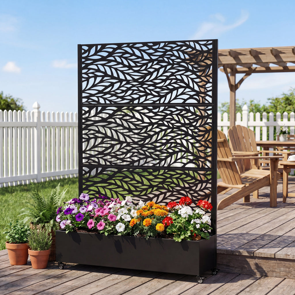 Metal Raised Garden Bed with Wheels and Trellis