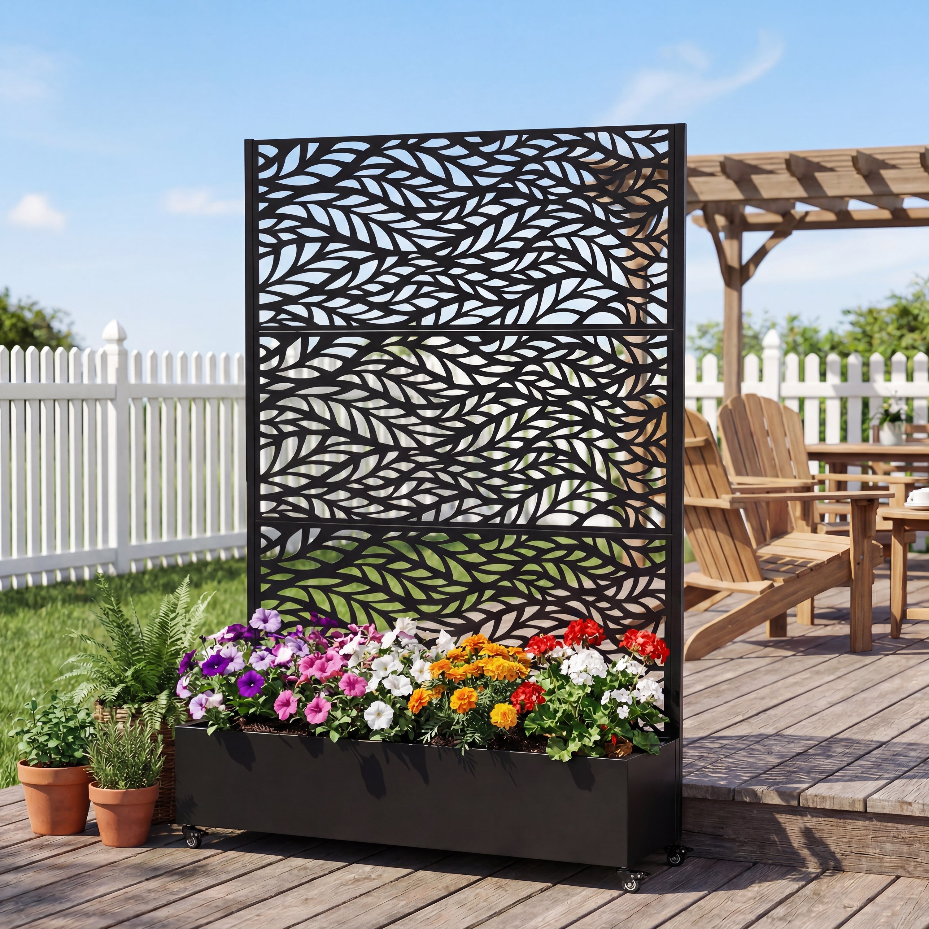 Metal Raised Garden Bed with Wheels and Trellis
