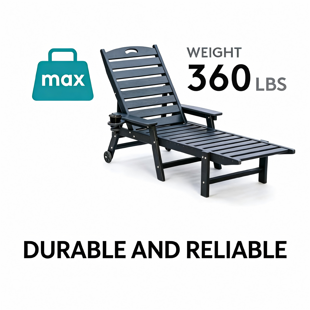 HDPE Chaise Lounge Chair Outdoor with Adjustable Backrest