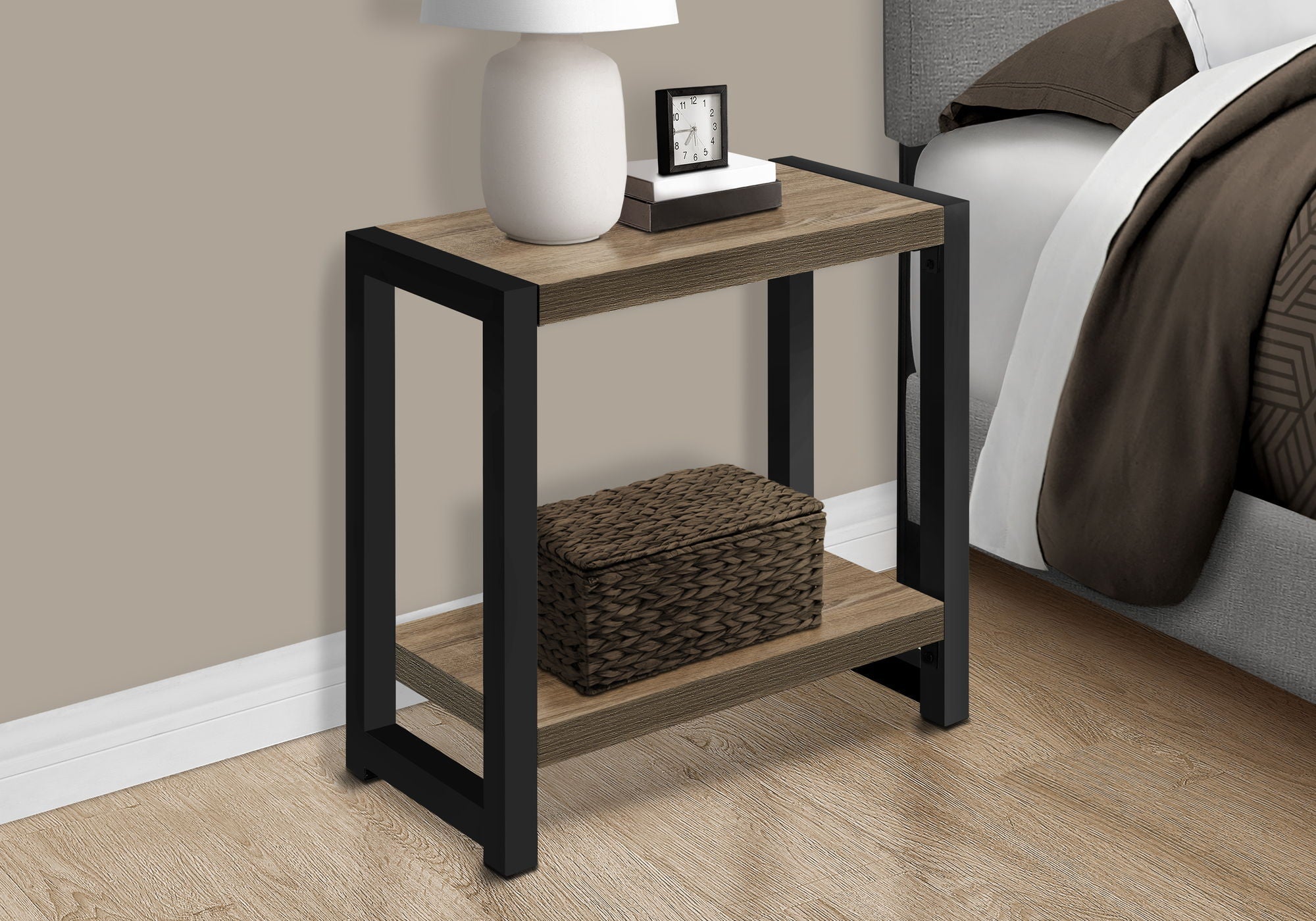 Accent Side Table Narrow Small 2-Tier Contemporary Modern