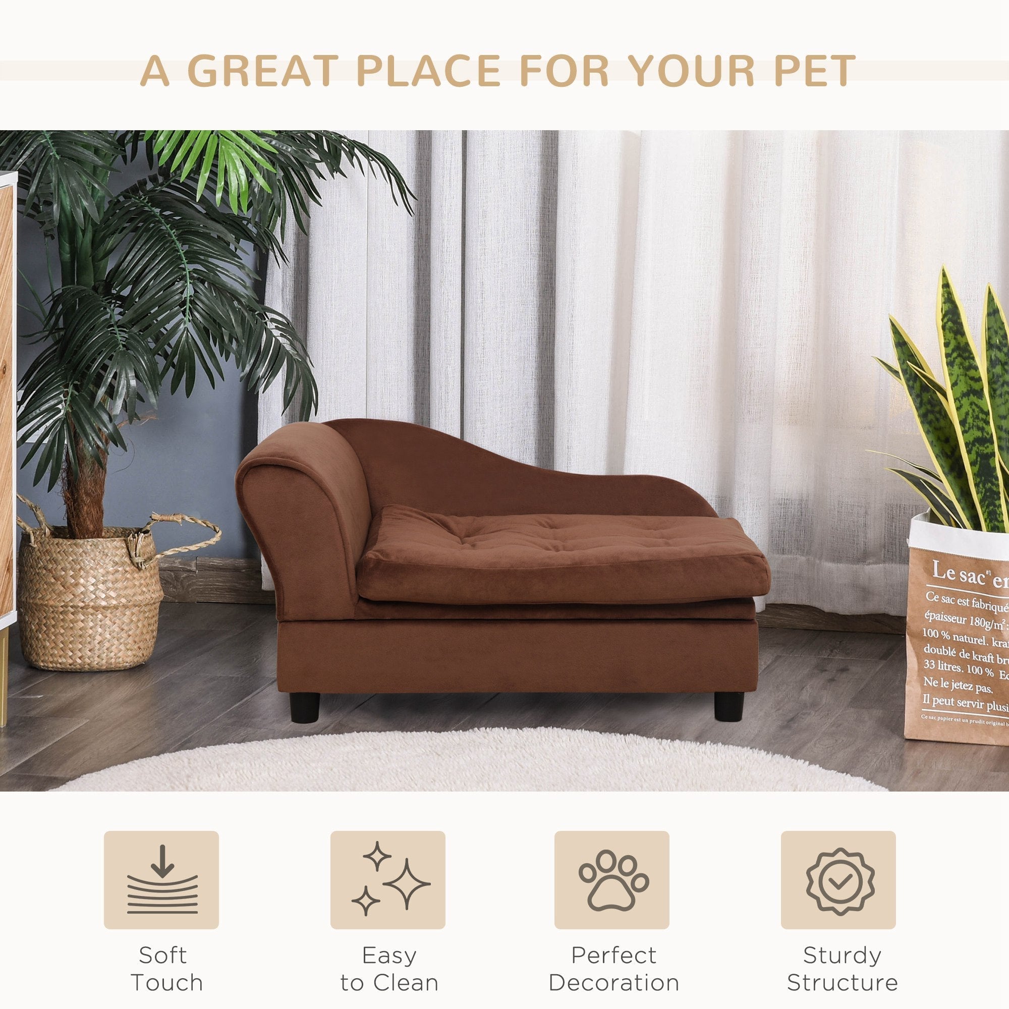 PawHut Luxury Fancy Dog Bed for Small Dogs with Hidden Storage