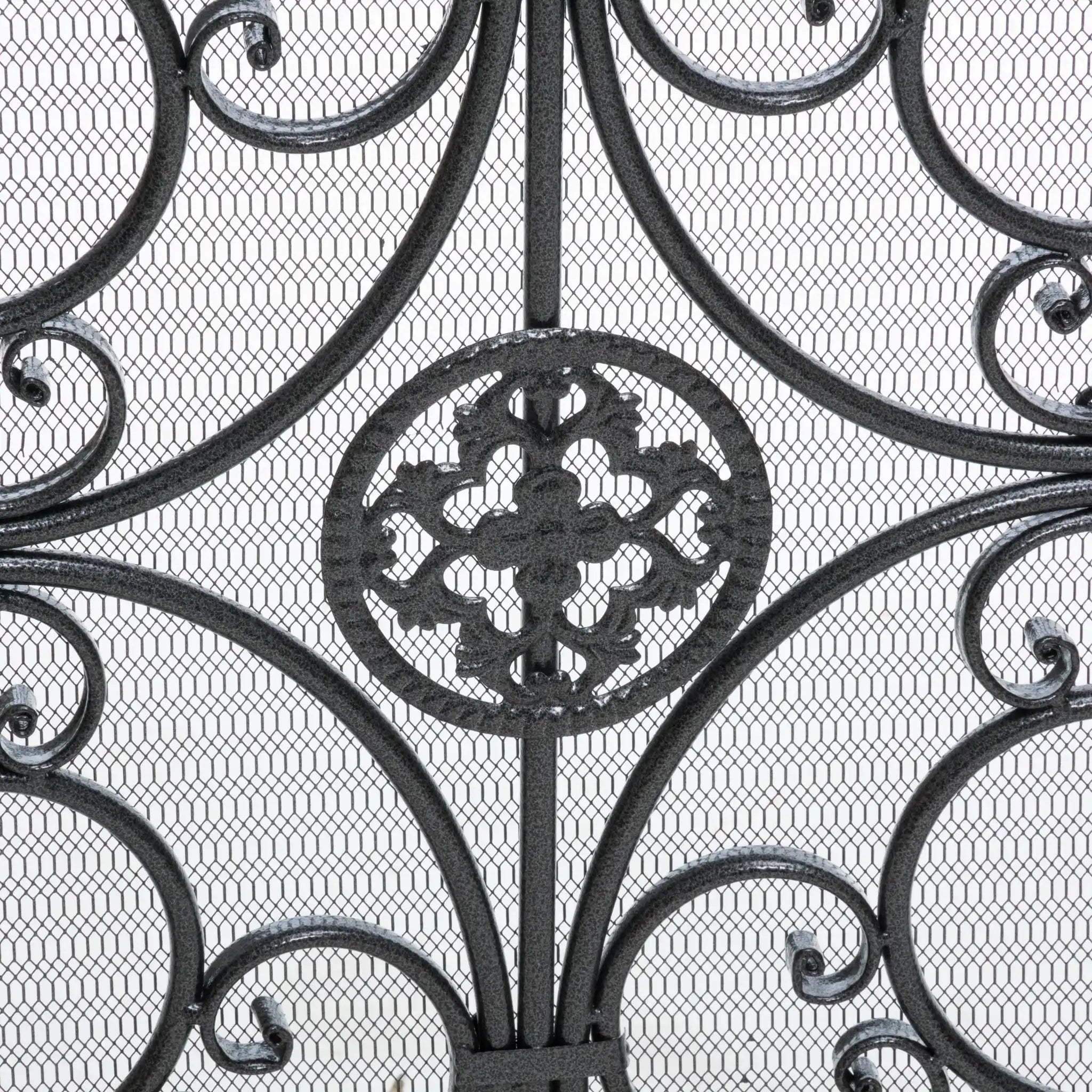 Darcie Wrought Iron Fireplace Screen Ornate Design