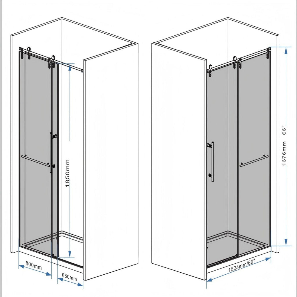 Frameless Sliding Bathtub Door With Frame