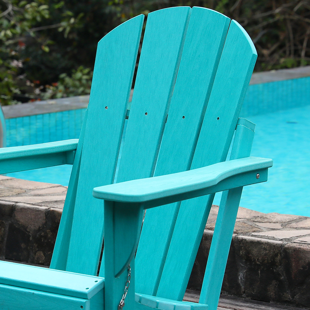 Adirondack Folding Chair with Dual Cup Holders - Lake Blue