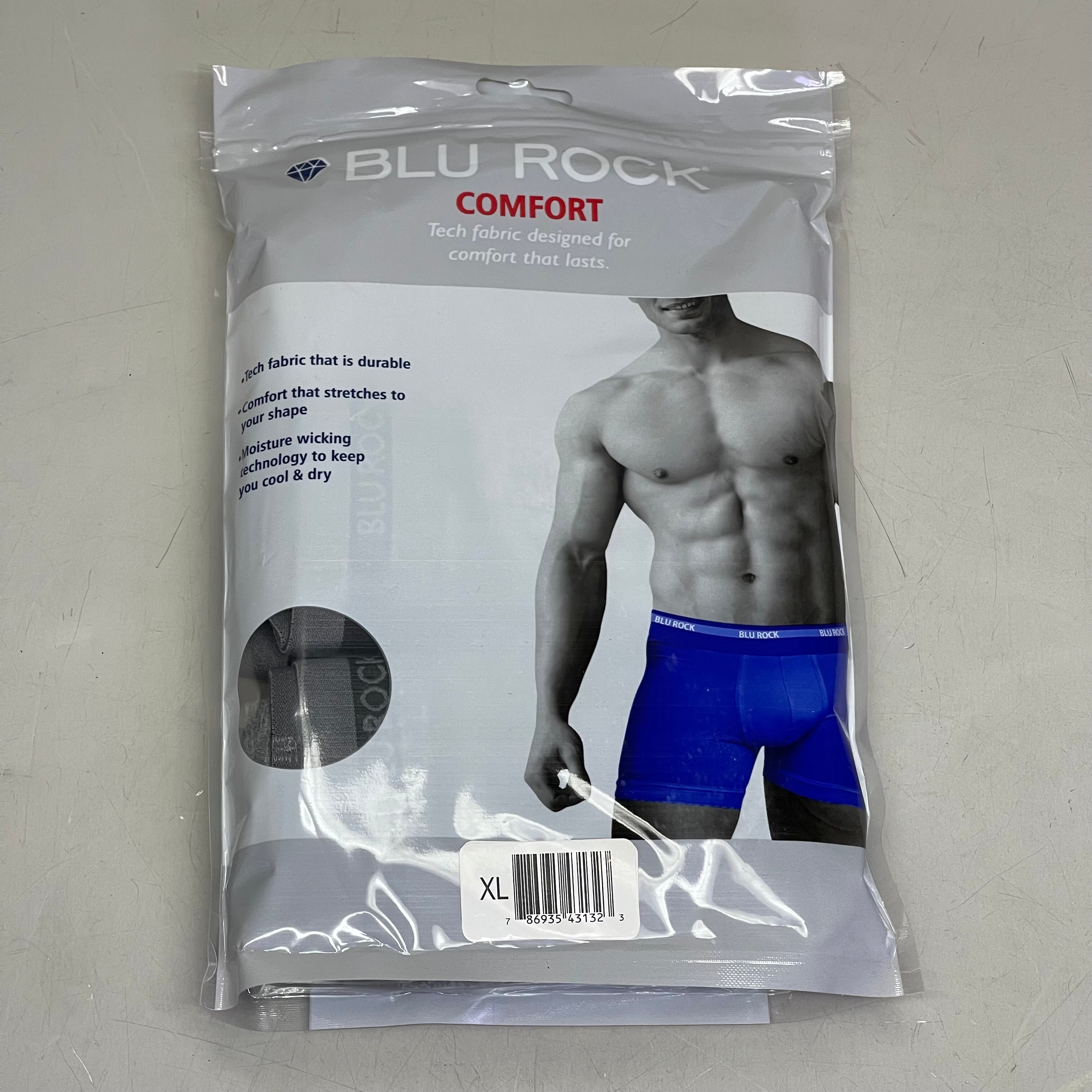 BLU ROCK COMFORT (3 PACK) Men's Tech Fabric For Comfort And Flex XL Grey