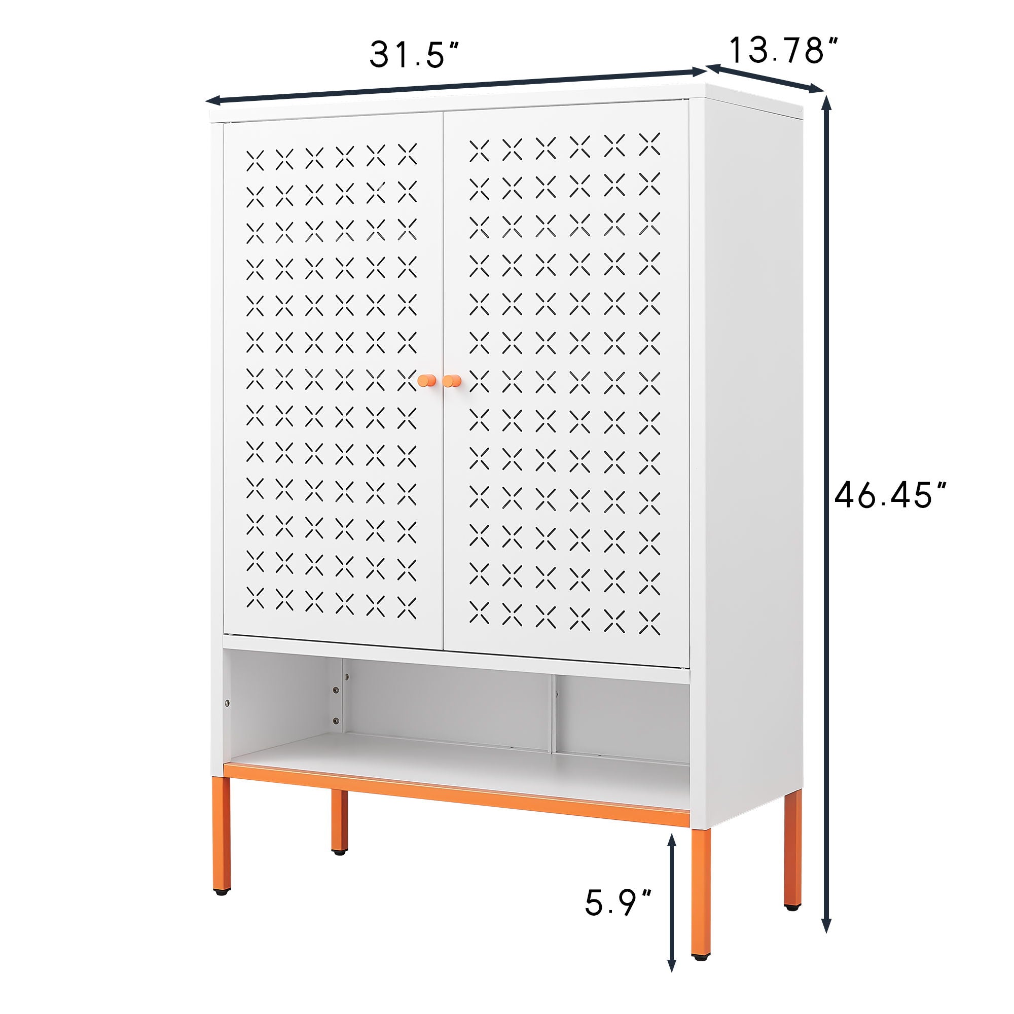 Grid Double Door Shoe Cabinet With Adjustable Compartments and Moisture-Proof Design