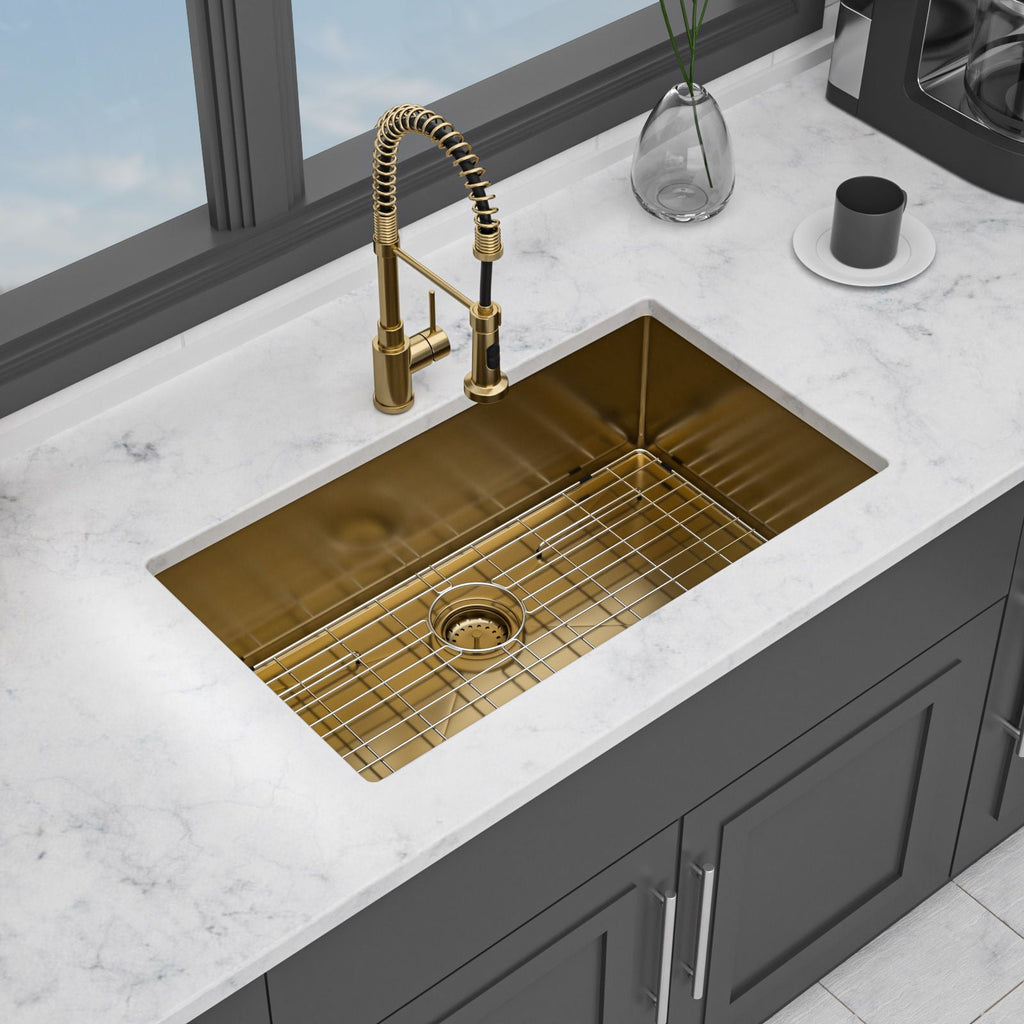 Finish Undermount Stainless Steel Kitchen Sink 32" X 19" 16 Gauge Deep Single Bowl