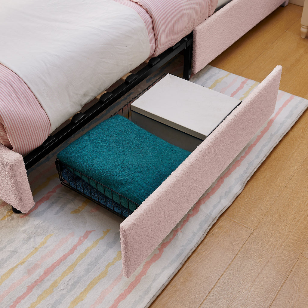 Full Size Kids Upholstered Bed with Oversized Rabbit Ear Headboard