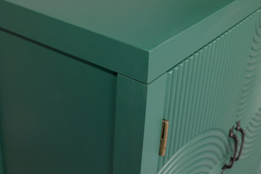 59in Green Accent Cabinet with 4 Doors Mid Century Modern Buffet